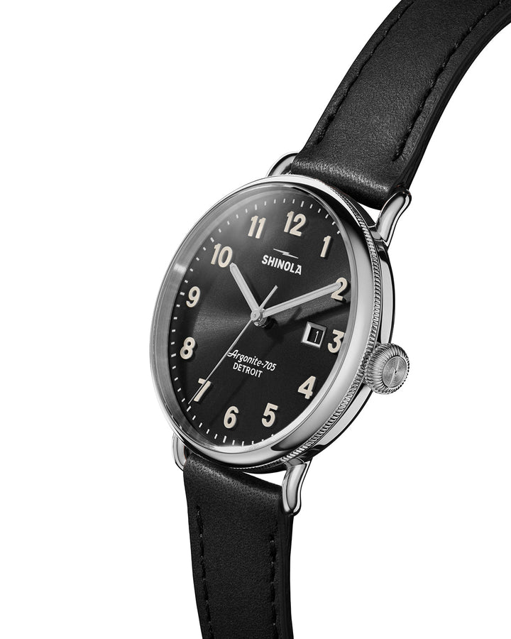 Canfield 3HD 38mm, Black Leather Strap Black | Black Dial