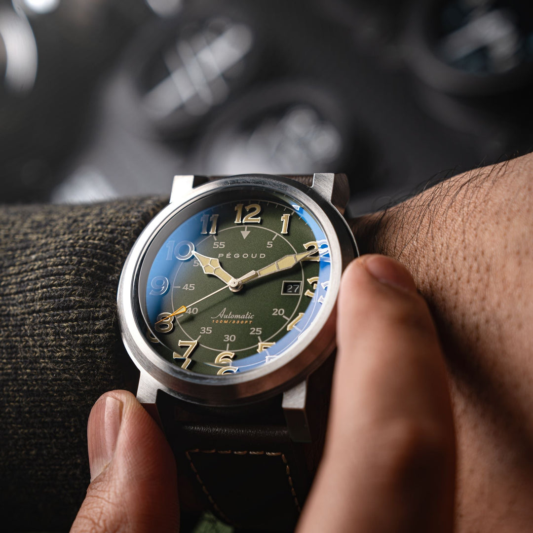 Le Pilote Automatic Green / Brown Leather | Green Dial