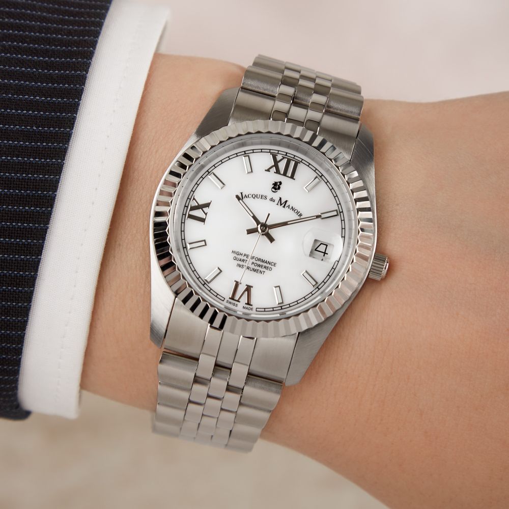 Inspiration Roman Mother of pear dial, stainless steel bracelet Mother-of-Pearl 