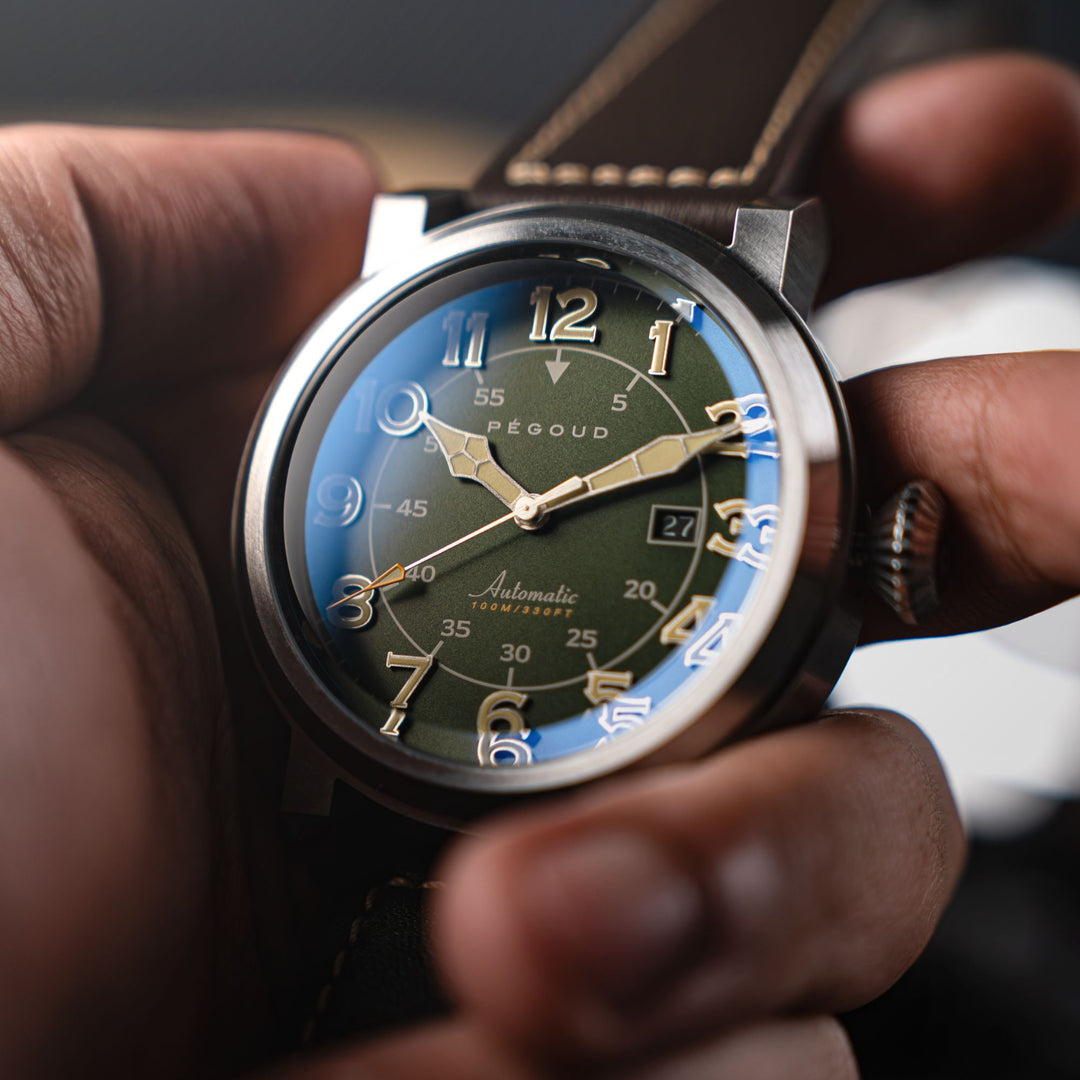 Le Pilote Automatic Green / Brown Leather | Green Dial