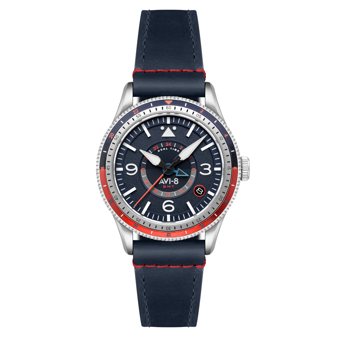 FLYBOY AIRMASTER GMT AUTOMATIC Blue / Leather | Blue Dial