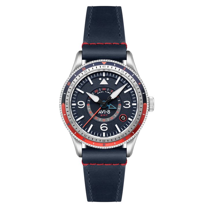FLYBOY AIRMASTER GMT AUTOMATIC Blue / Leather | Blue Dial
