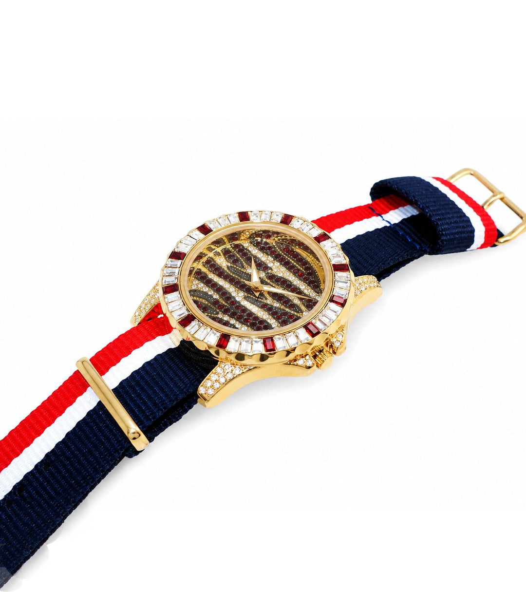CHAMELEON NY STRAP/GOLD TONE Red Dial