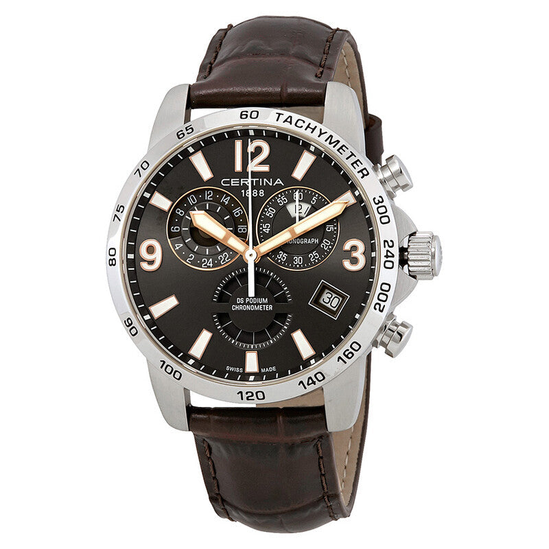DS Podium Chrono GMT Chronograph GMT Grey Dial / Leather Strap Gray Dial