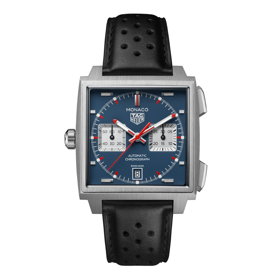Monaco Chronograph Blue/Black Leather Blue Dial