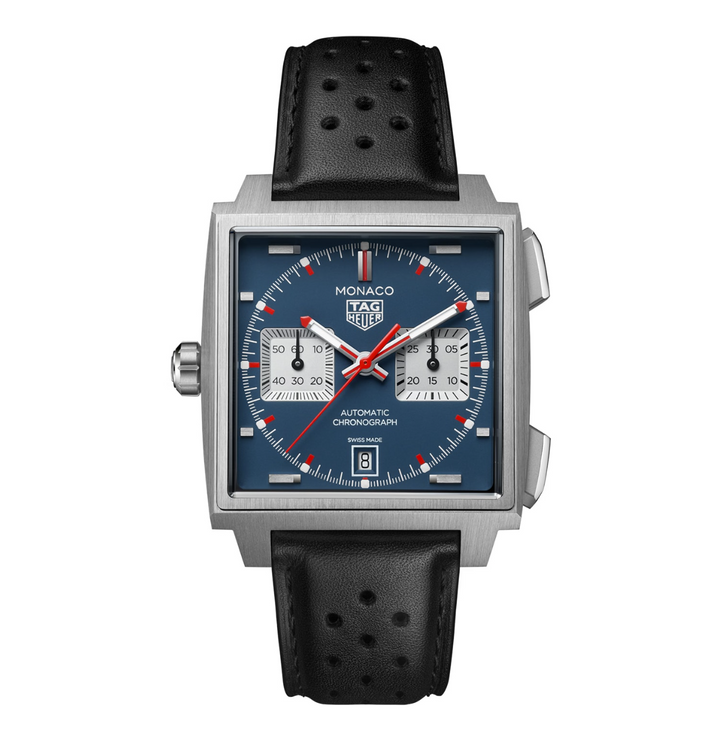 Monaco Chronograph Blue/Black Leather Blue Dial