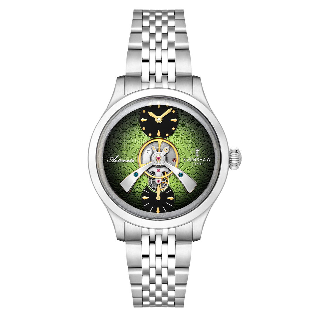 Dalton Fume Green  / Silver Stainless Steel Bracelet Green Dial