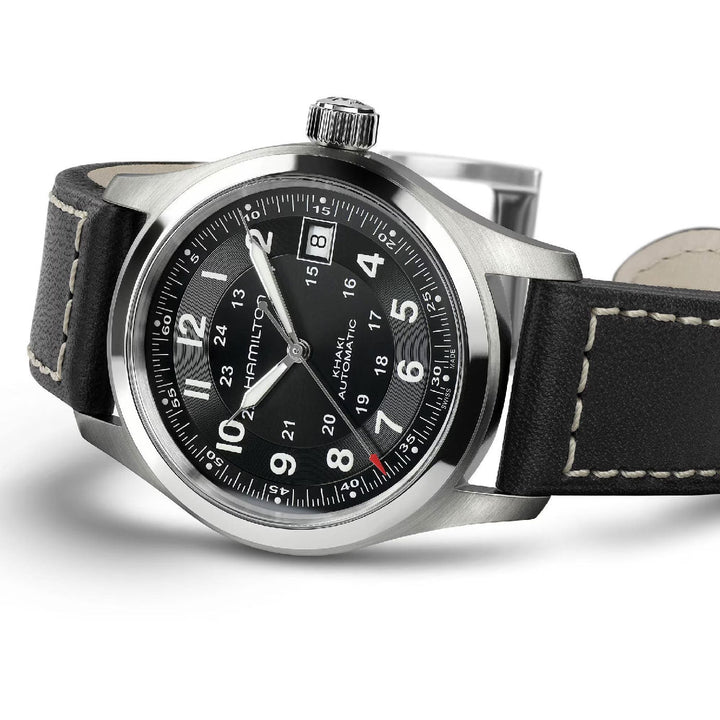 KHAKI FIELD Black / Leather Black Dial