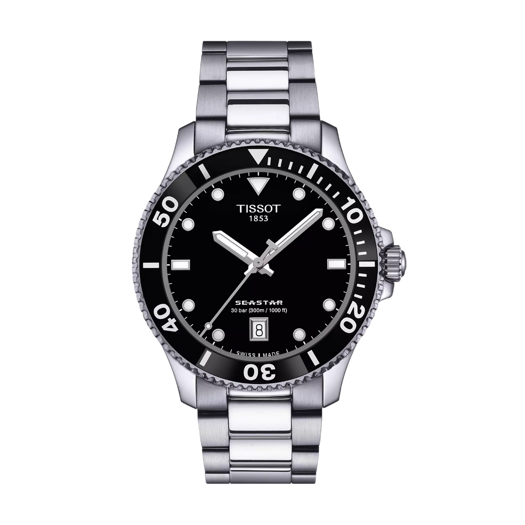 SEASTAR 1000 Black / Stainless Steel Black Dial