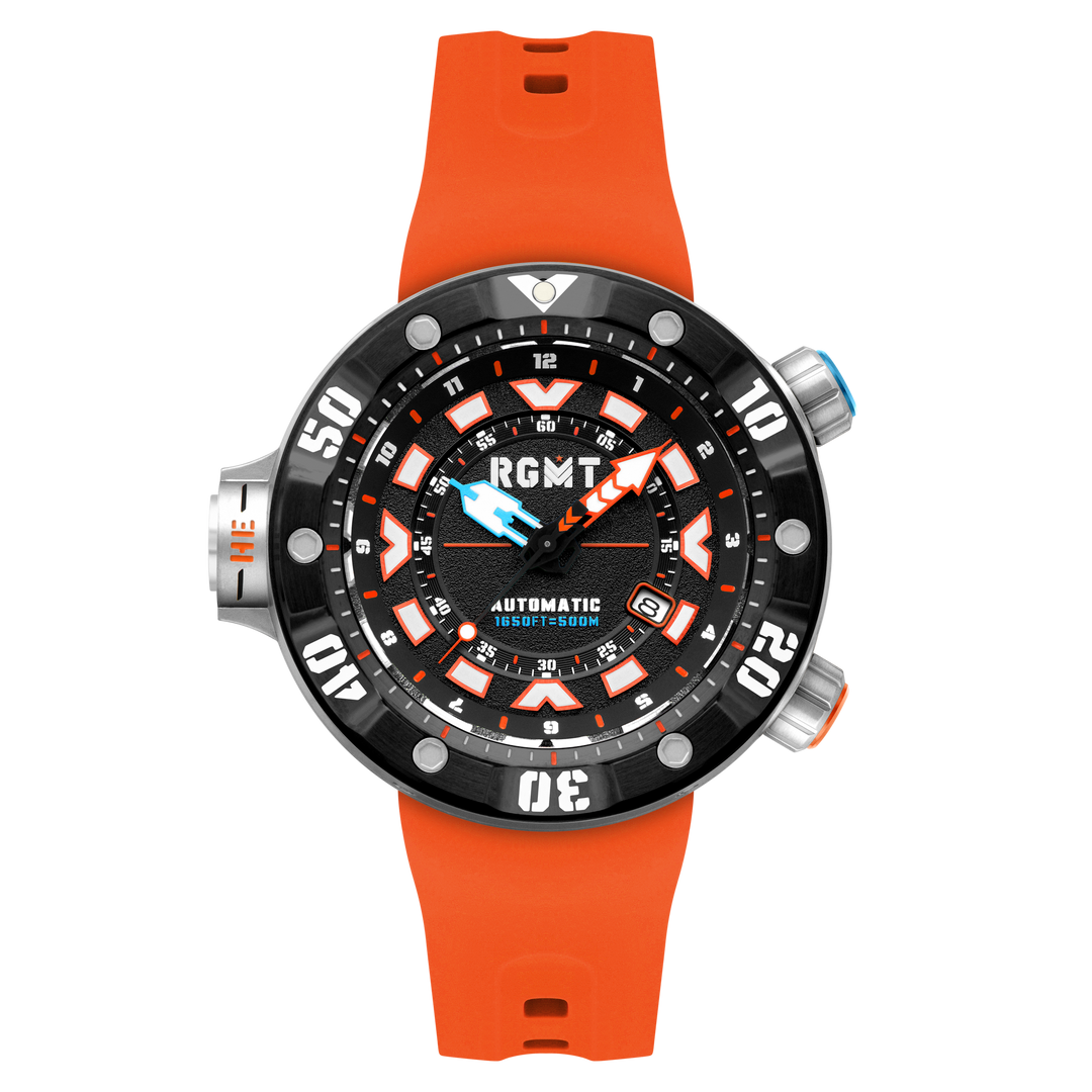 Depth Charge Automatic Black  & Orange / Silicone | Black Dial