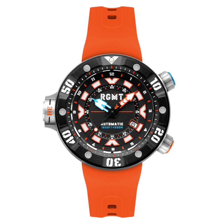 Depth Charge Automatic Black  & Orange / Silicone | Black Dial