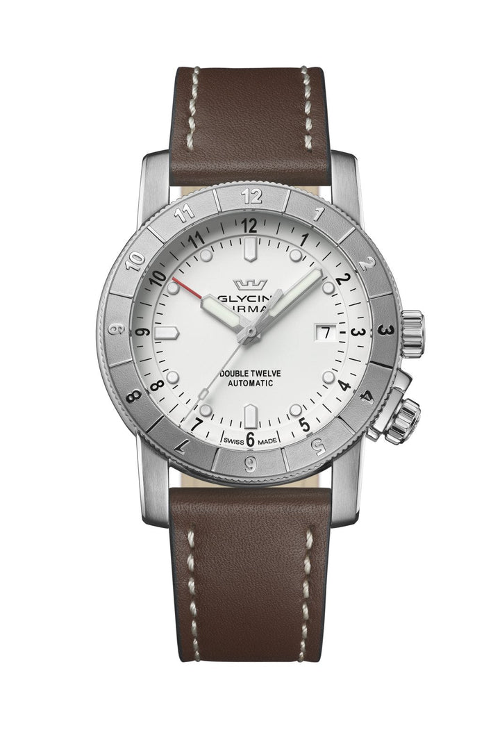 Ariman Double Twelve 42mm / White / Brown White Dial