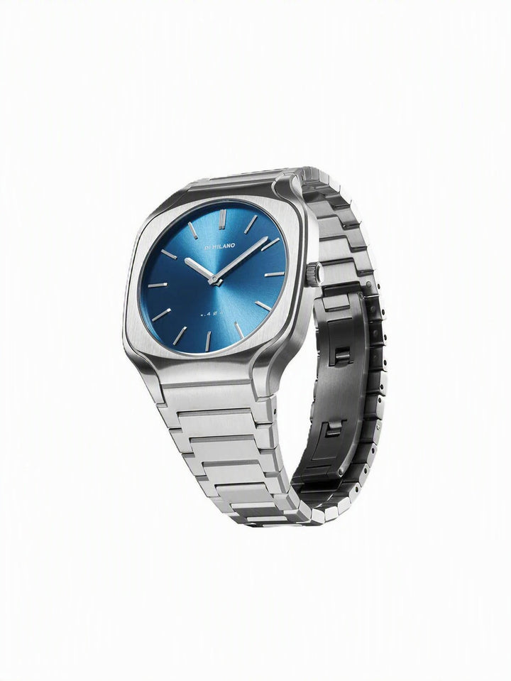 Square Blue dial / Silver Stainless Steel Bracelet Blue Dial