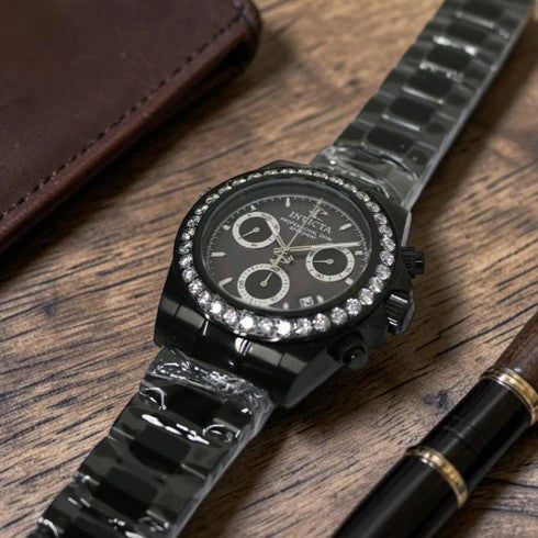 Elite Diamond Black Mother-of-Pearl dial / Black Stainless Steel Bracelet Black 