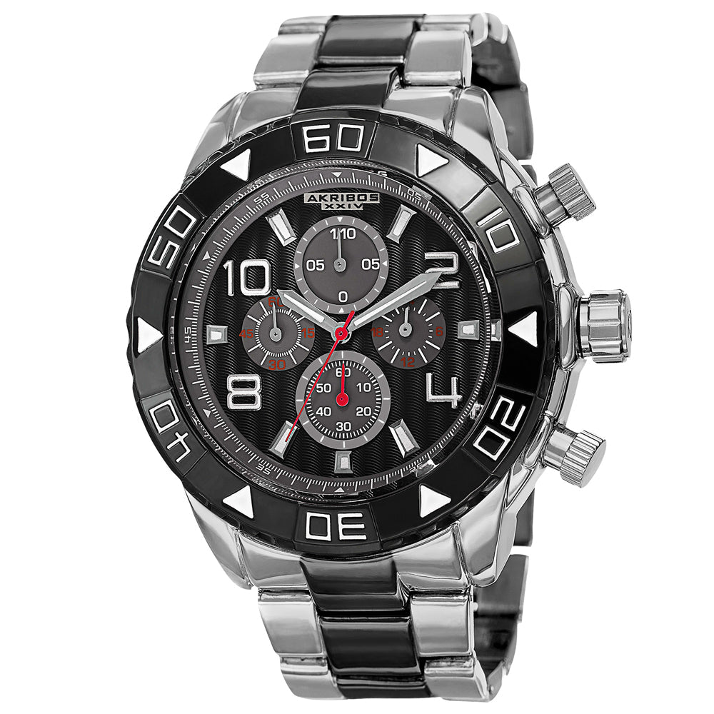 AK814TTB-Casual Silver and Black/Alloy | Black Dial