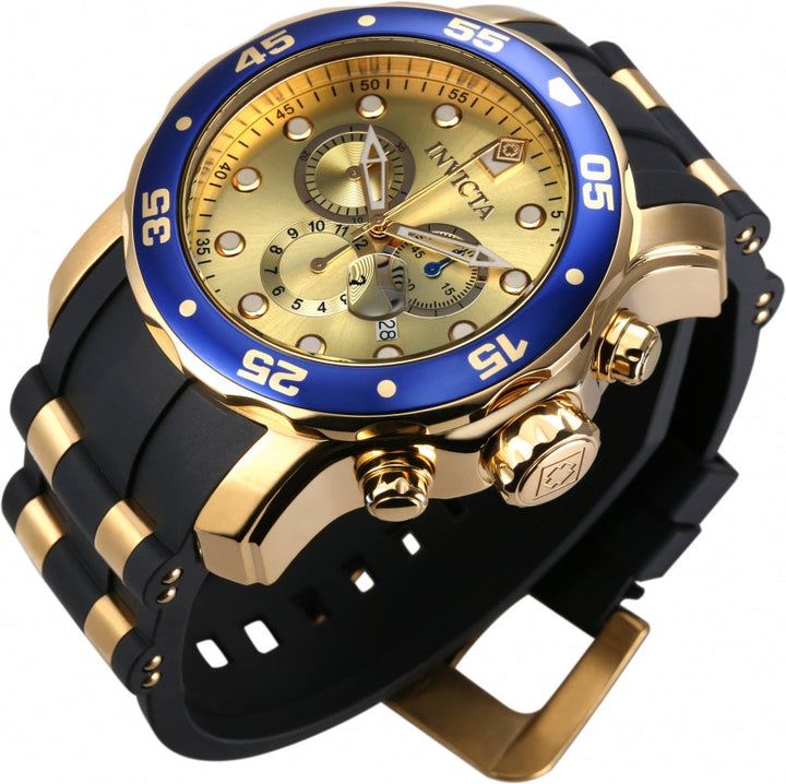 Pro Diver Chronograph Gold Dial / Two-Tone Black / Gold Silicone And Stainless S