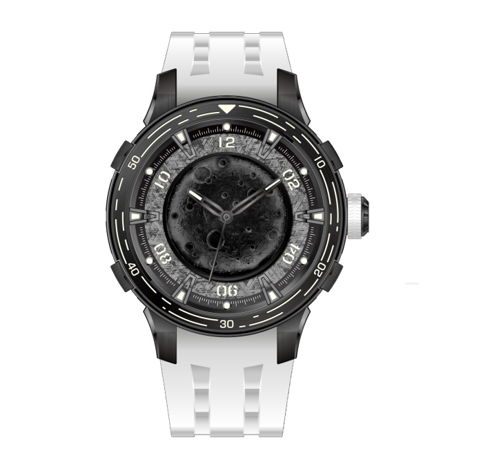 Celestial Black Dial White Rubber Strap 40.2mm Black Dial