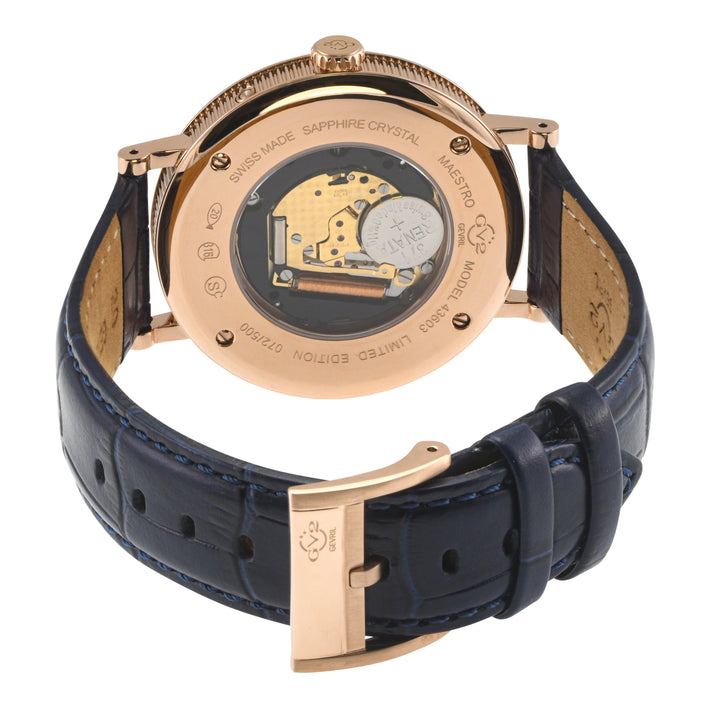 Maestro GV2 Swiss Quartz, IPRG Case, White Dial, Blue Italian Leather Strap | Wh