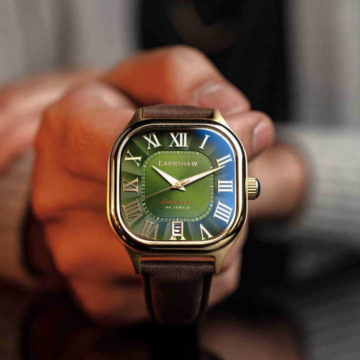 Coussin Automatic Green / Brown Genuine Leather | Green Dial