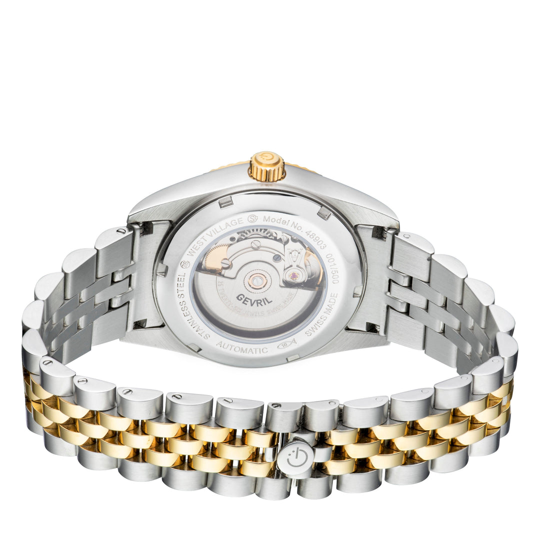 West Village Sellita SW200 Silver/Black,Two toned SS IPYG band | Black Dial