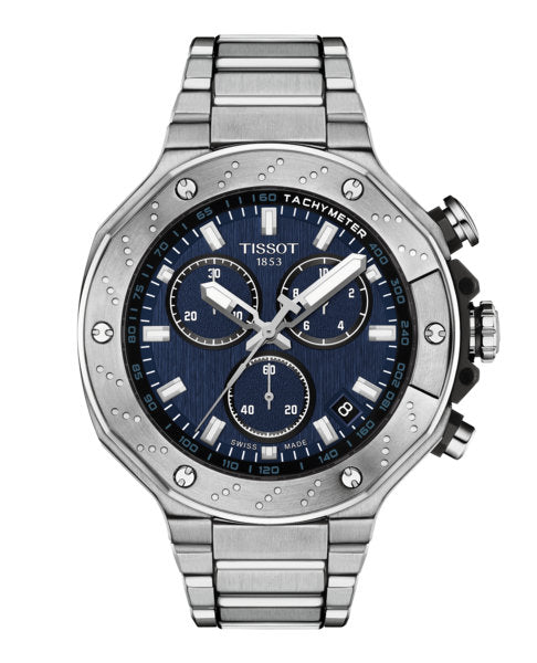 T-Race Chronograph Silver-tone Blue Dial