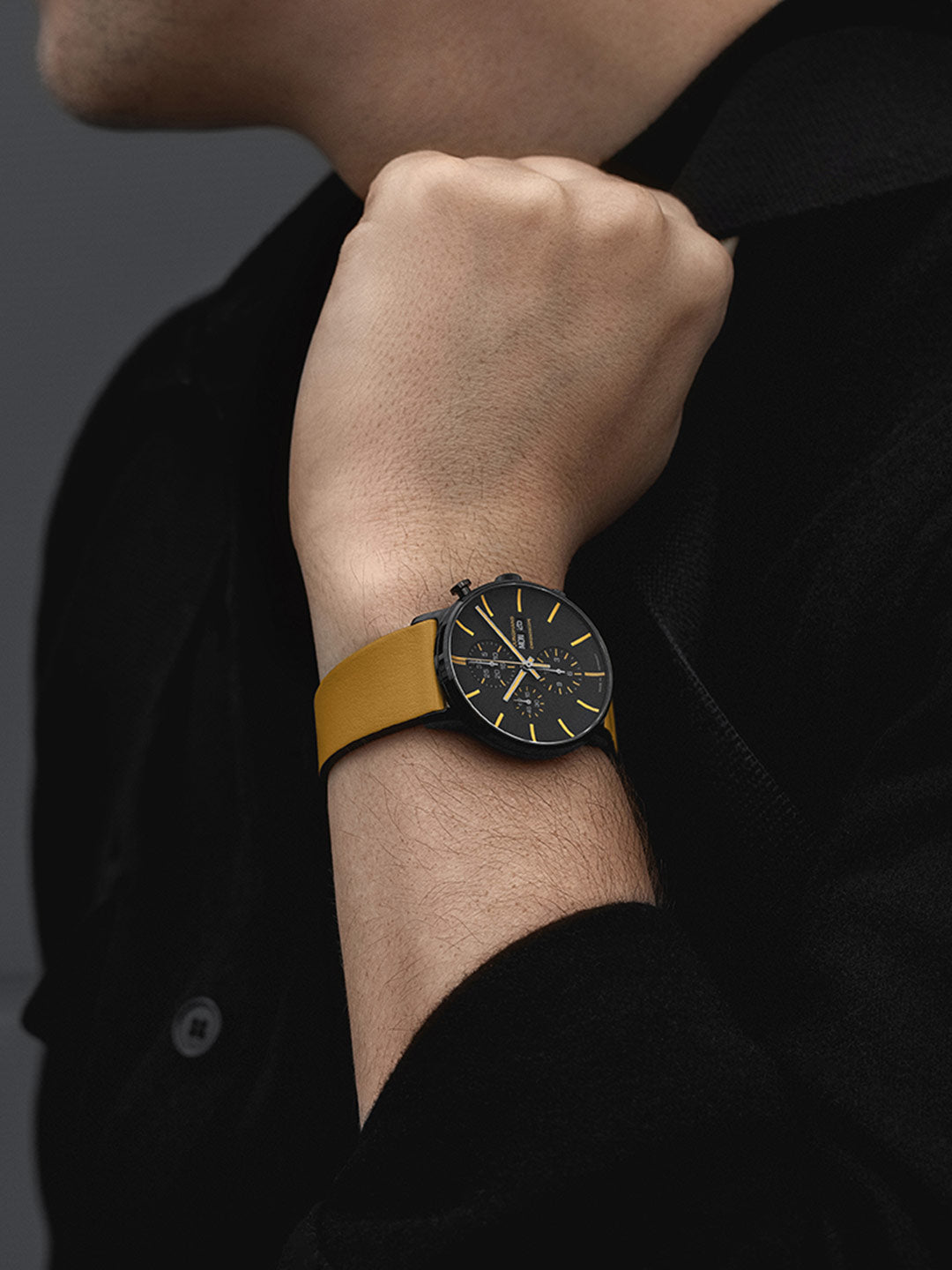 Form A Chronoscope Black Dial / Orange Leather Strap Black Dial