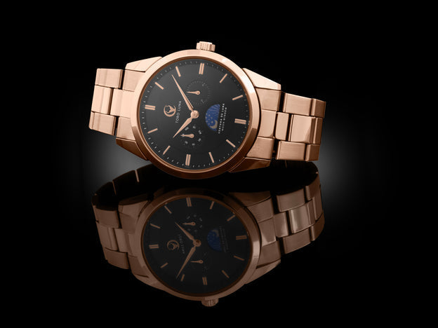 VENTANA DE LUNA ROSE GOLD W. BLACK DIAL | Black Dial