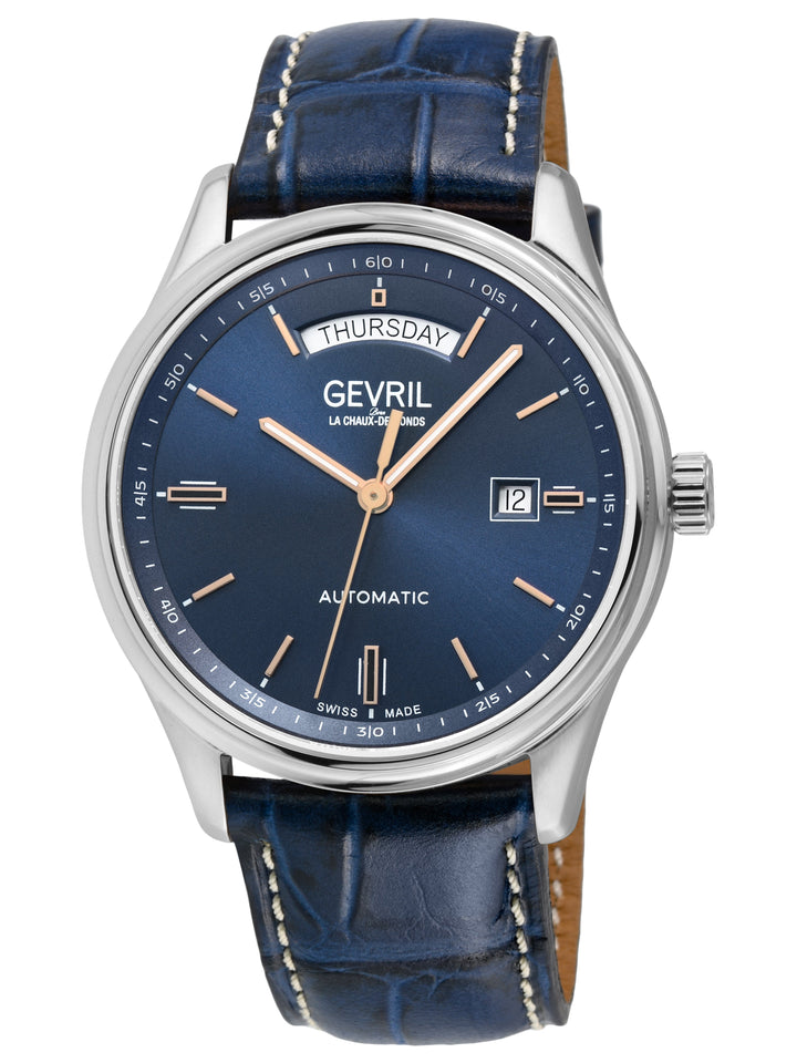 Excelsior Swiss made Automatic Sellita SW240, Day Date Blue Dial,  Blue Italian 