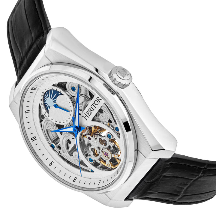 Daxton Semi Skeleton Black/White | White Dial