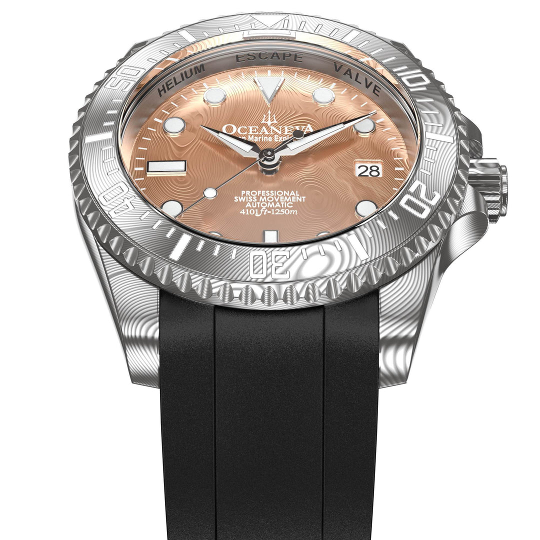 Damascus Deep Marine Explorer II Damascus Bezel | Rose Gold Dial