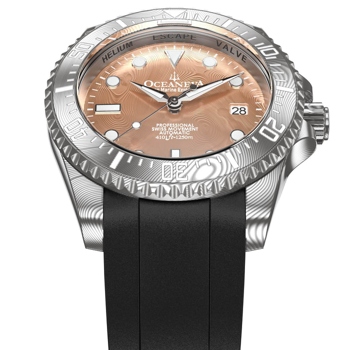 Damascus Deep Marine Explorer II Damascus Bezel | Rose Gold Dial