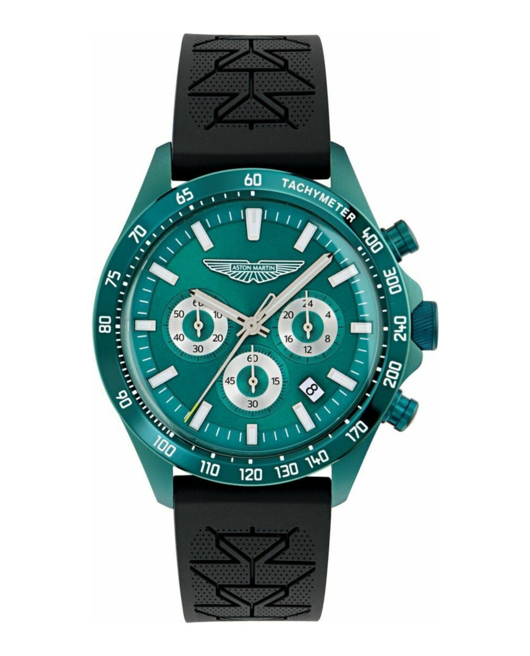 SPT Green IP Chrono/Black Silicone Strap Green Dial