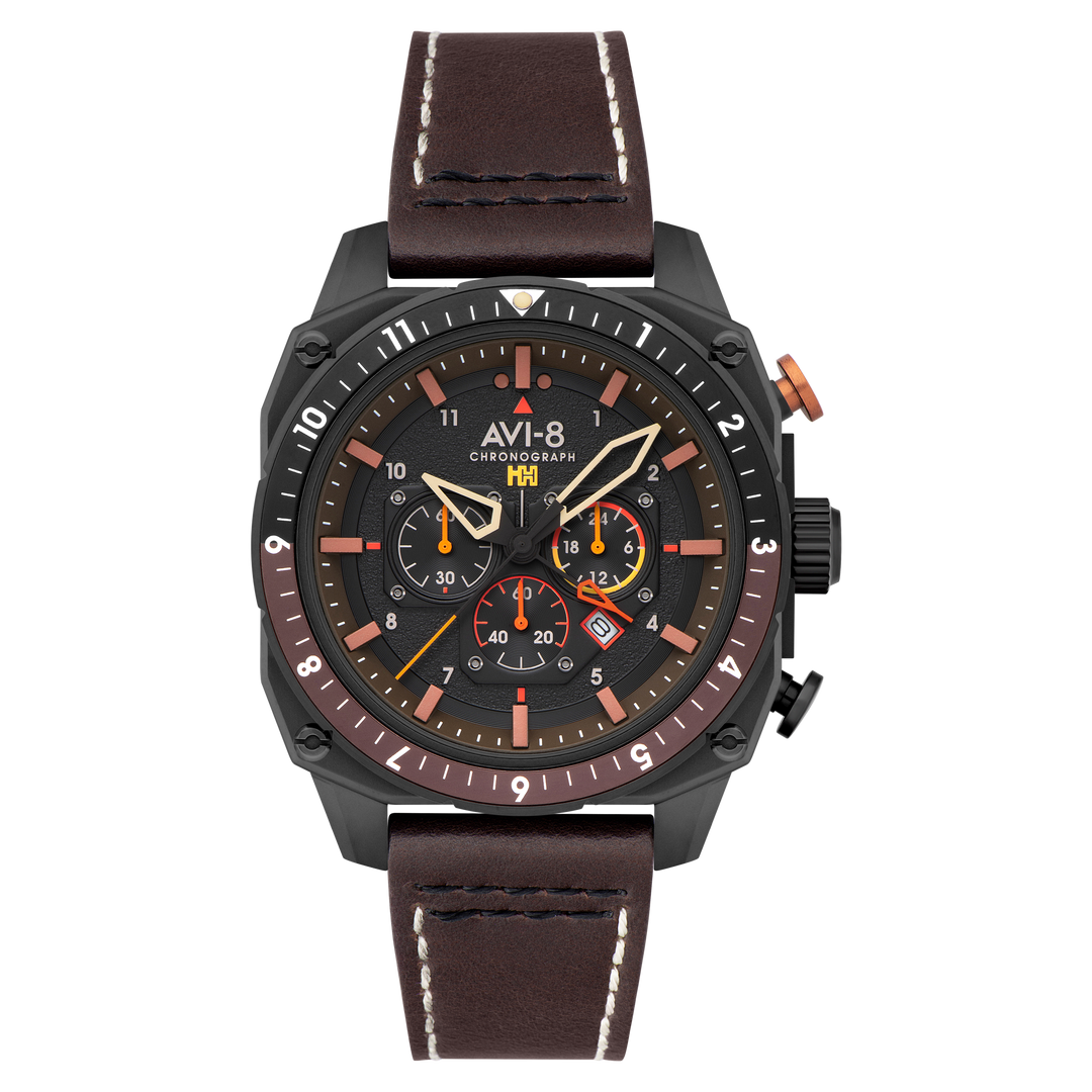 ATLAS DUAL TIME CHRONOGRAPH BLACK / LEATHER | Black Dial