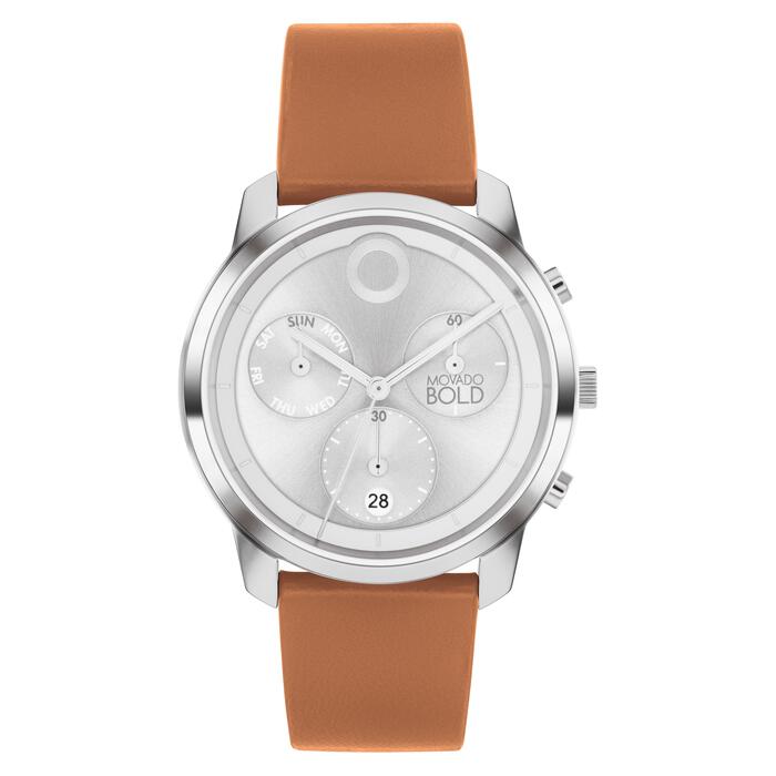 Bold Trend Element Silver Dial / Brown Leather Strap Silver Dial