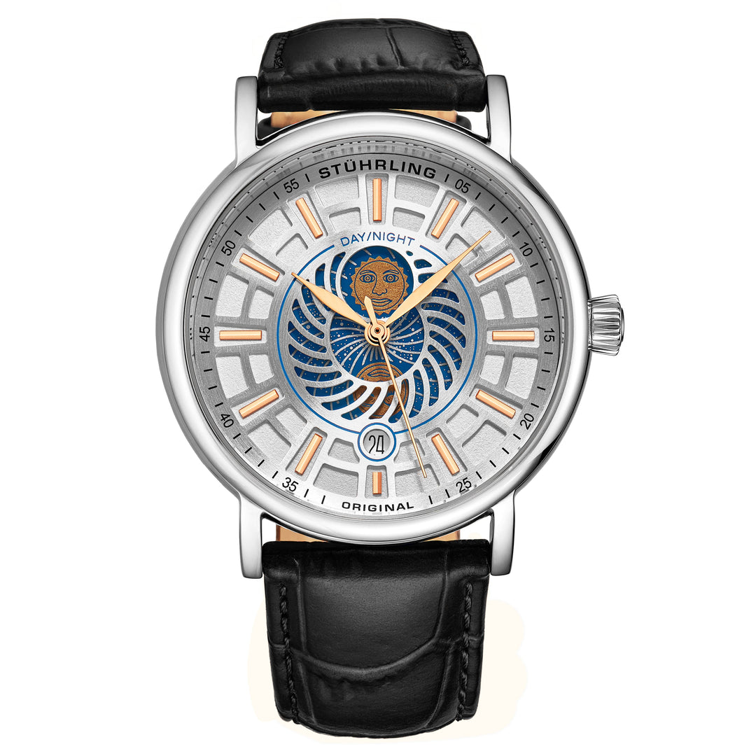 Symphony Silver case/Leather strap/ Brass Dial | White Dial