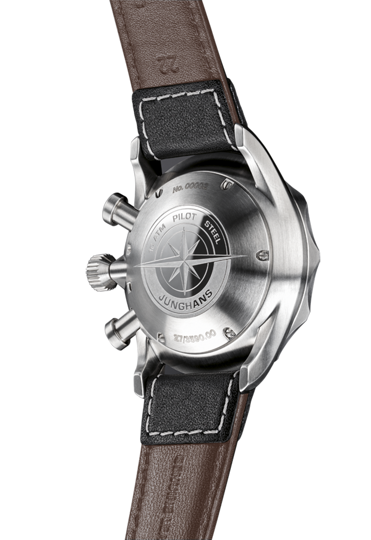 Pilot Chronoscope Black Dial / Riveted Brown and Black Leather Strap Black Dial