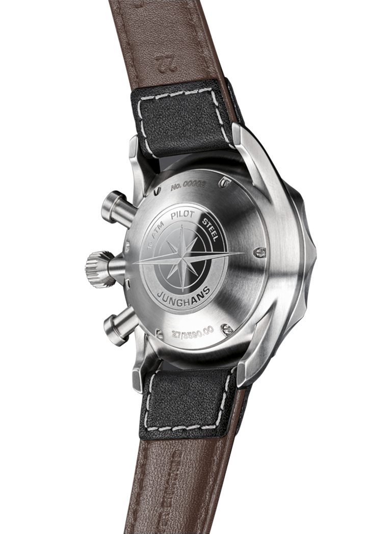 Pilot Chronoscope Black Dial / Riveted Brown and Black Leather Strap Black Dial