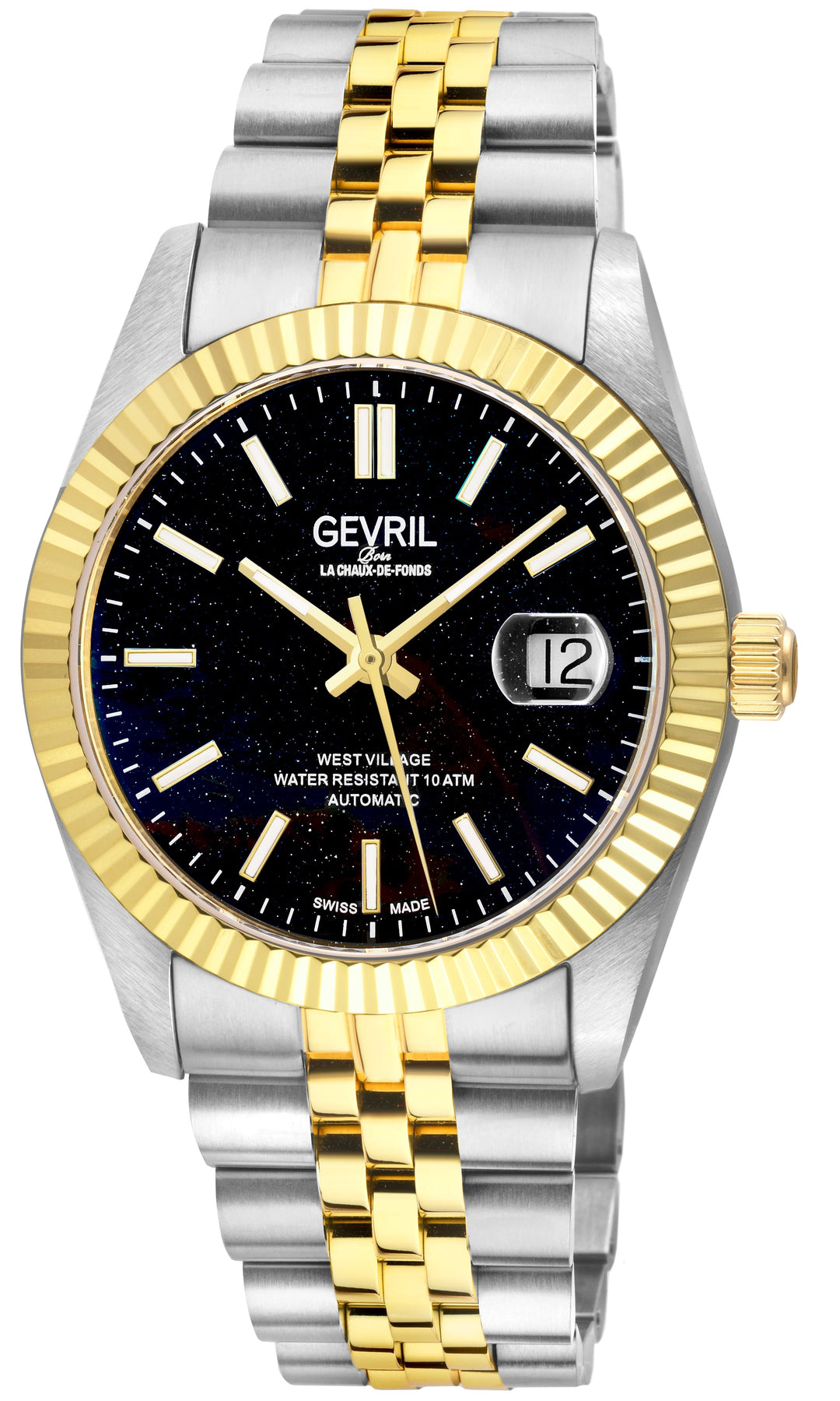 West Village Automatic Gevril Men's Automatic West Village Black Lapis Dial Stai