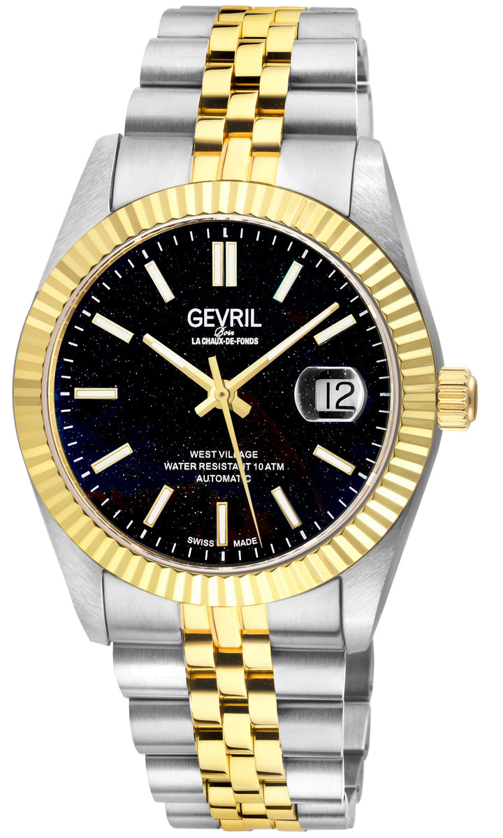 West Village Automatic Gevril Men's Automatic West Village Black Lapis Dial Stai
