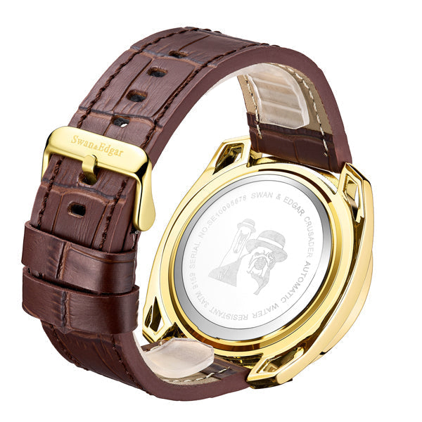 Crusader Automatic Brown Grid-Pattern Dial / Brown Leather Strap Brown Dial