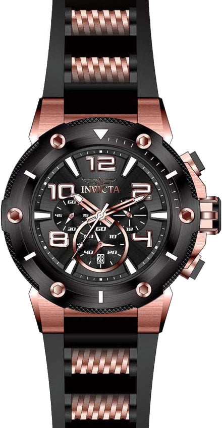 Speedway Chronograph Black Dial / Two-Tone Black / Rose Gold Silicone And Stainl