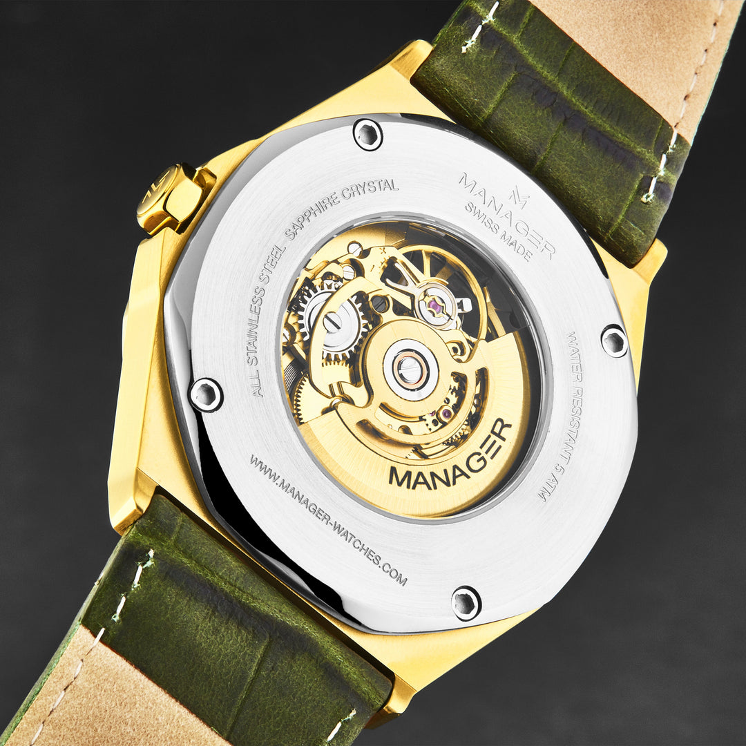 Open mind MAN-RO-12-GL / Green / Leather | Green Dial