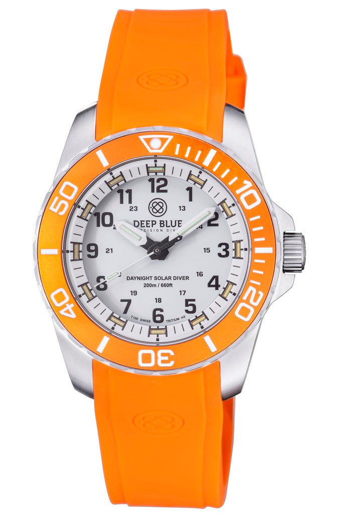 DAYNIGHT 43MM DIVER SOLAR  STAINLESS STEEL TRITIUM DAYNIGHT  ORANGE/WHITE BEZEL 