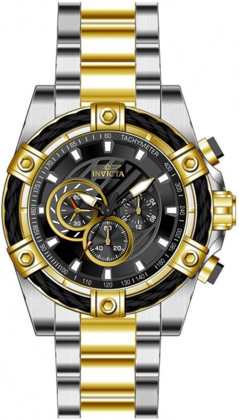 Bolt Men Black Dial / Two-Tone Stainless Steel Bracelet Black Dial