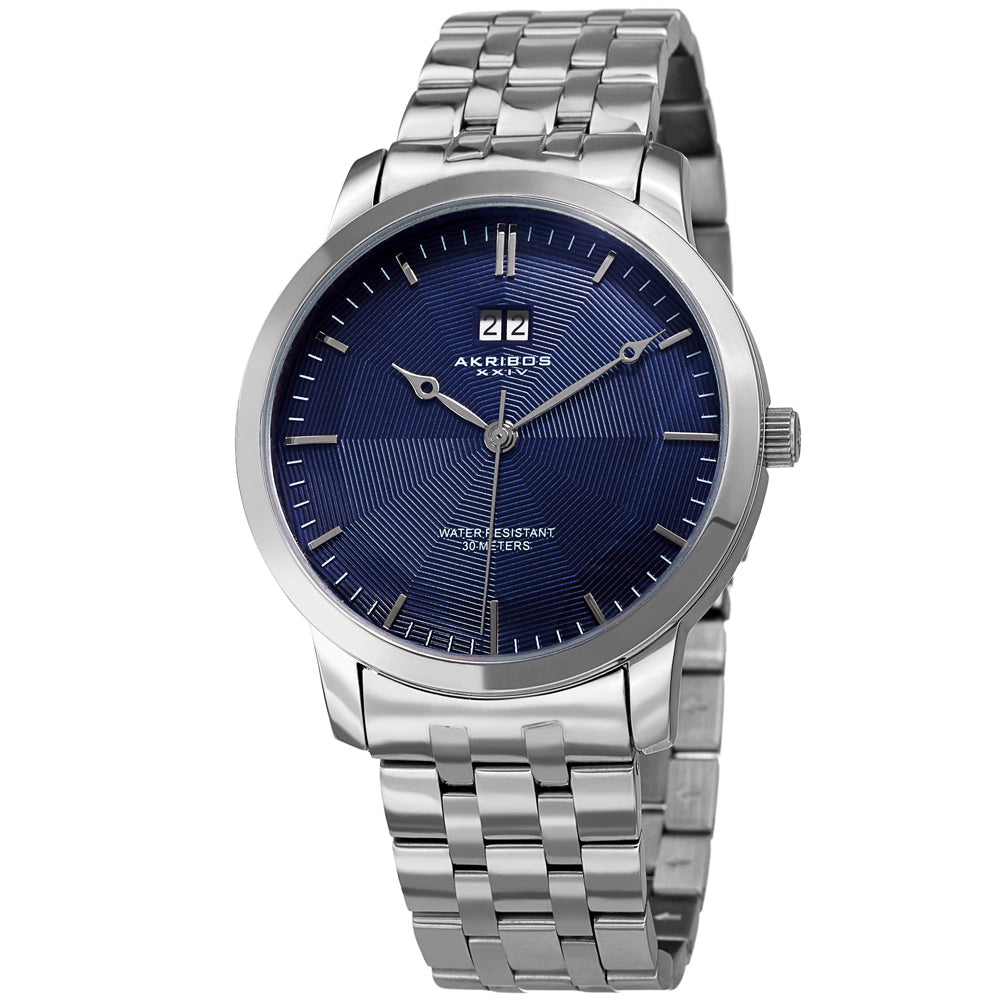Two Tone Date Stainless Steel Bracelet Watch Silver/Gold | Blue Dial