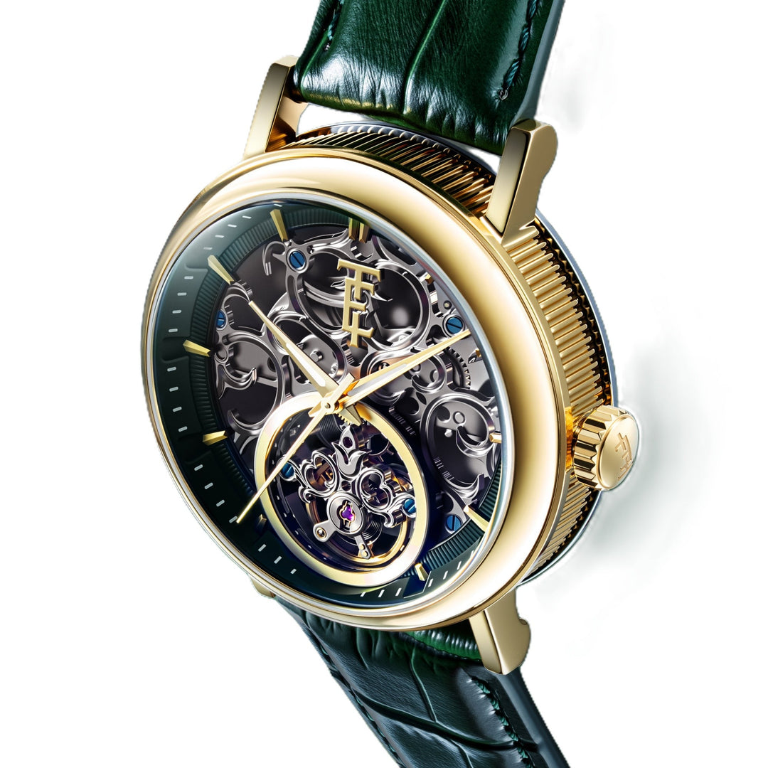 Beaufort Jade Glint / Green  Leather Strap Green Dial