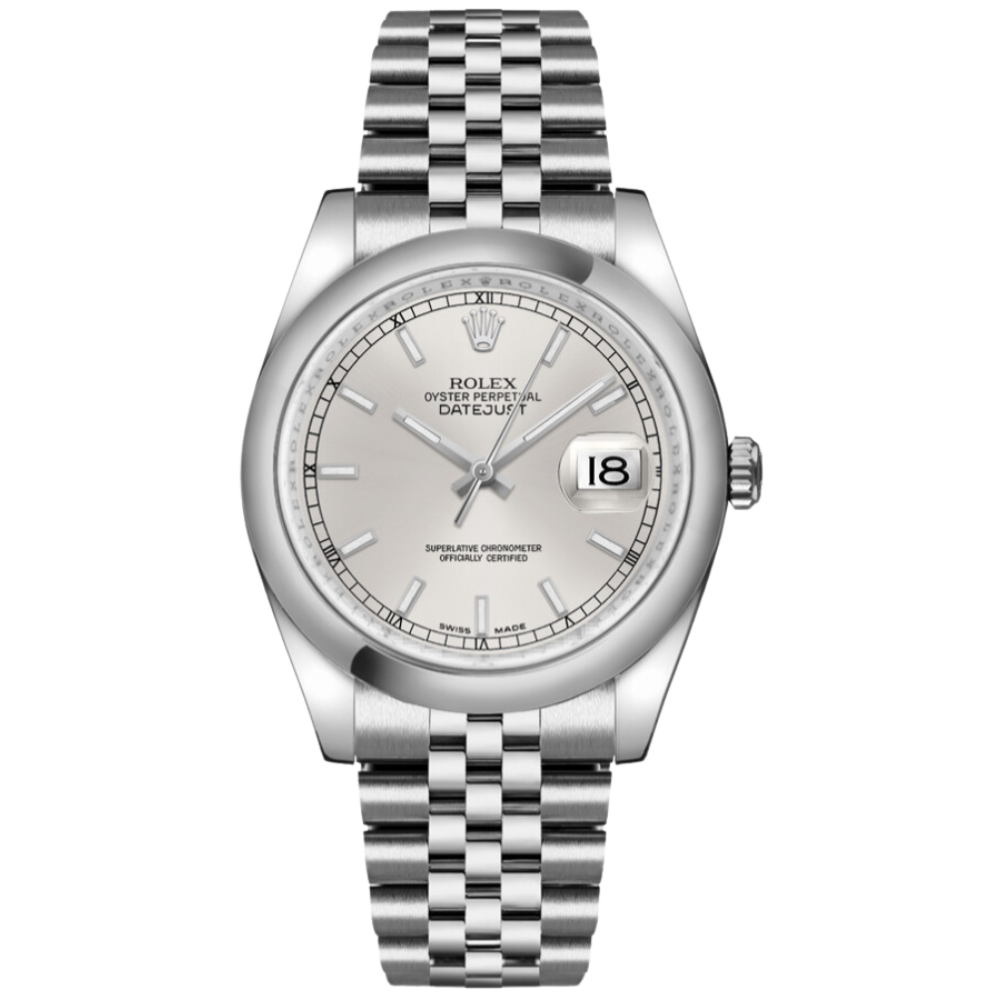 Pre-Owned Rolex Oystersteel Datejust Silver Dial 36mm. Ref-116200