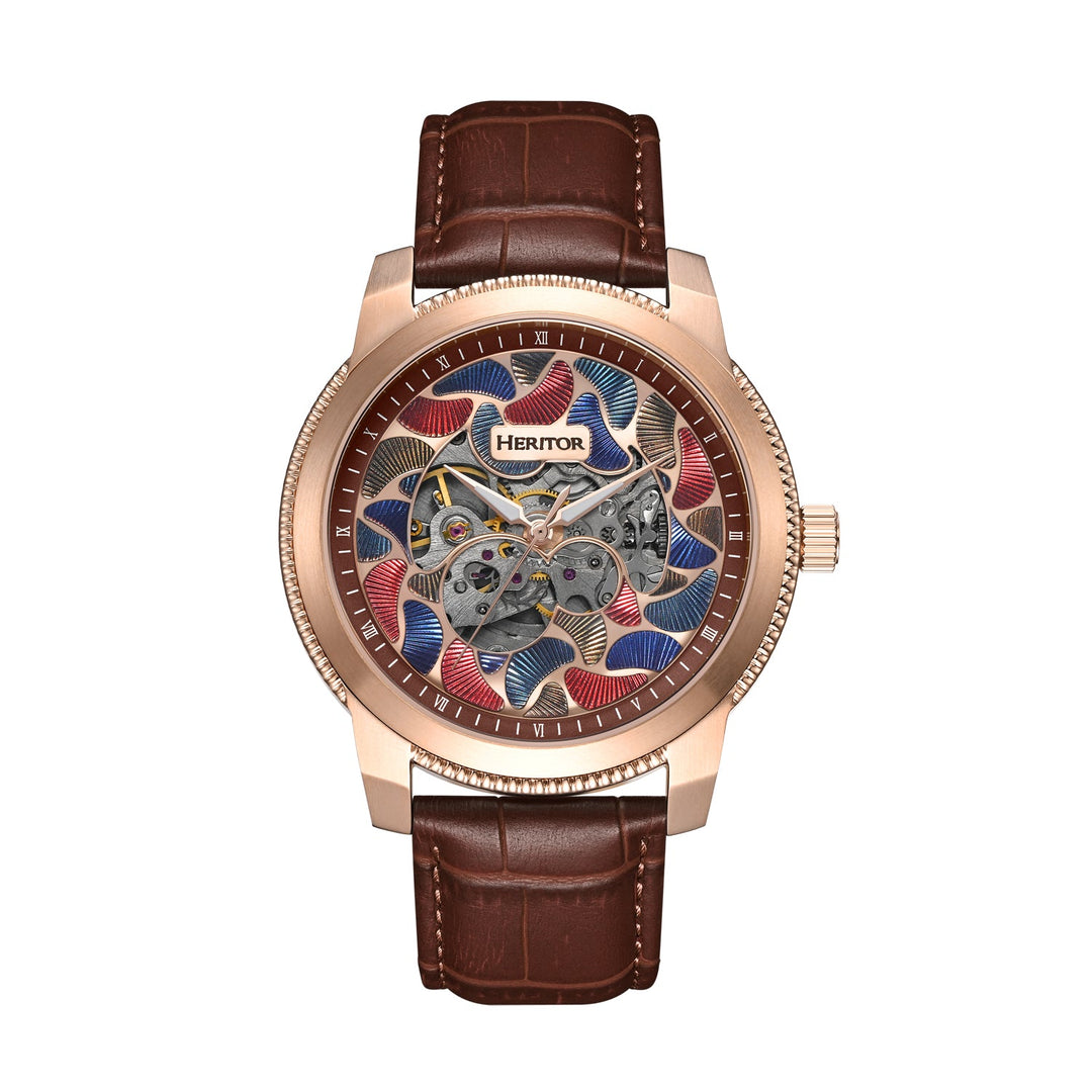 Emmanuel Semi Skeleton Custom Dial Rose Gold/Brown MULTICOLOR Dial