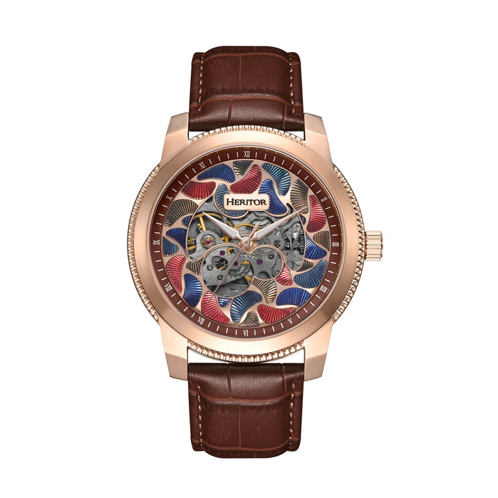 Emmanuel Semi Skeleton Custom Dial Rose Gold/Brown MULTICOLOR Dial