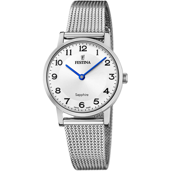 Swiss Made Silver / Stainless Steel Silver Dial